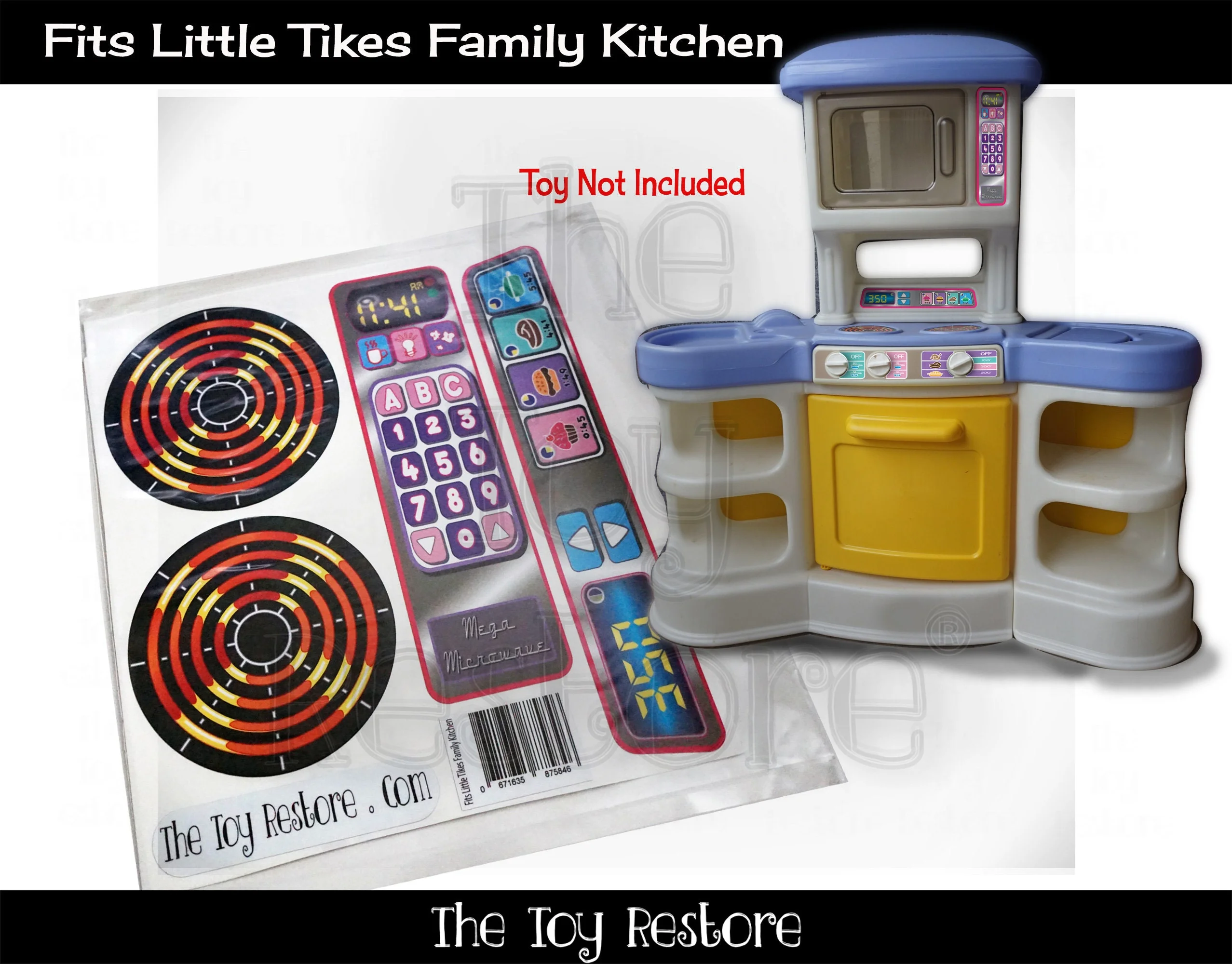 The Toy Restore Replacement Stickers for Vtg Little Tikes Tykes Family Kitchen Pastel Basic Set