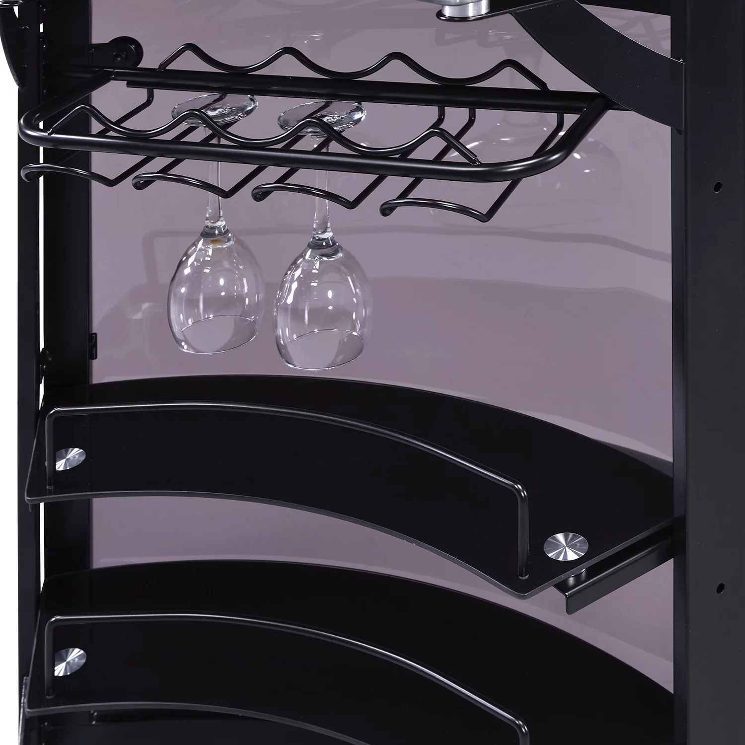 3-Bottle Wine Rack Bar Unit Smoked and Black