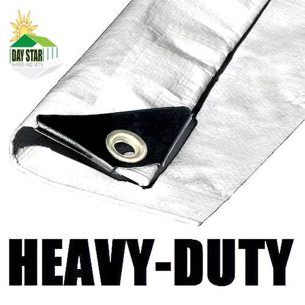 24'X24' White Tarp SUPER Heavy Duty 12 mil 3 Ply Coated Reinforced Canopy 6 oz 3 Layer