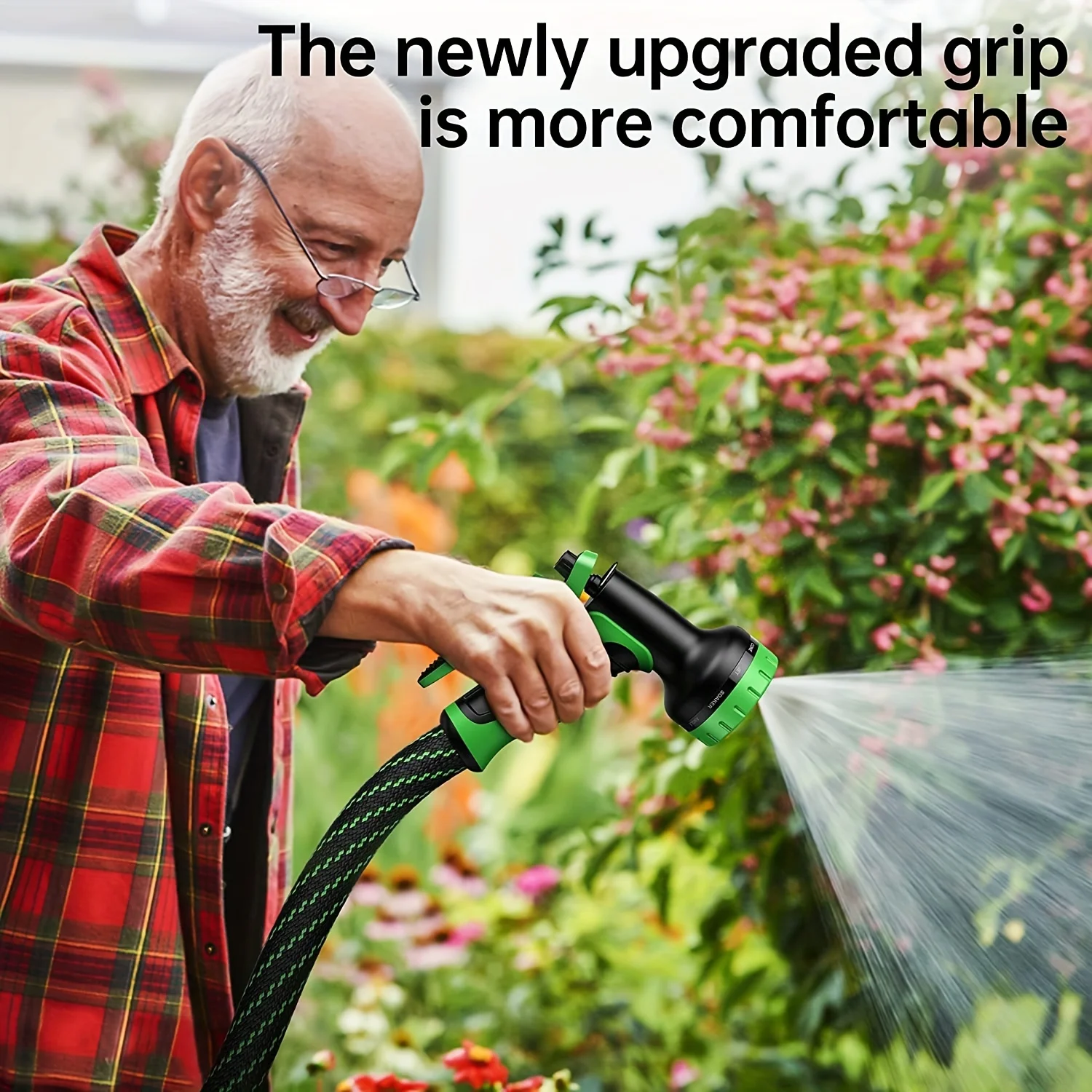 1PC upgraded 100FT expandable garden hose water hose with 10 function high-pressure nozzle, heavy-duty flexible hose, 3/4 