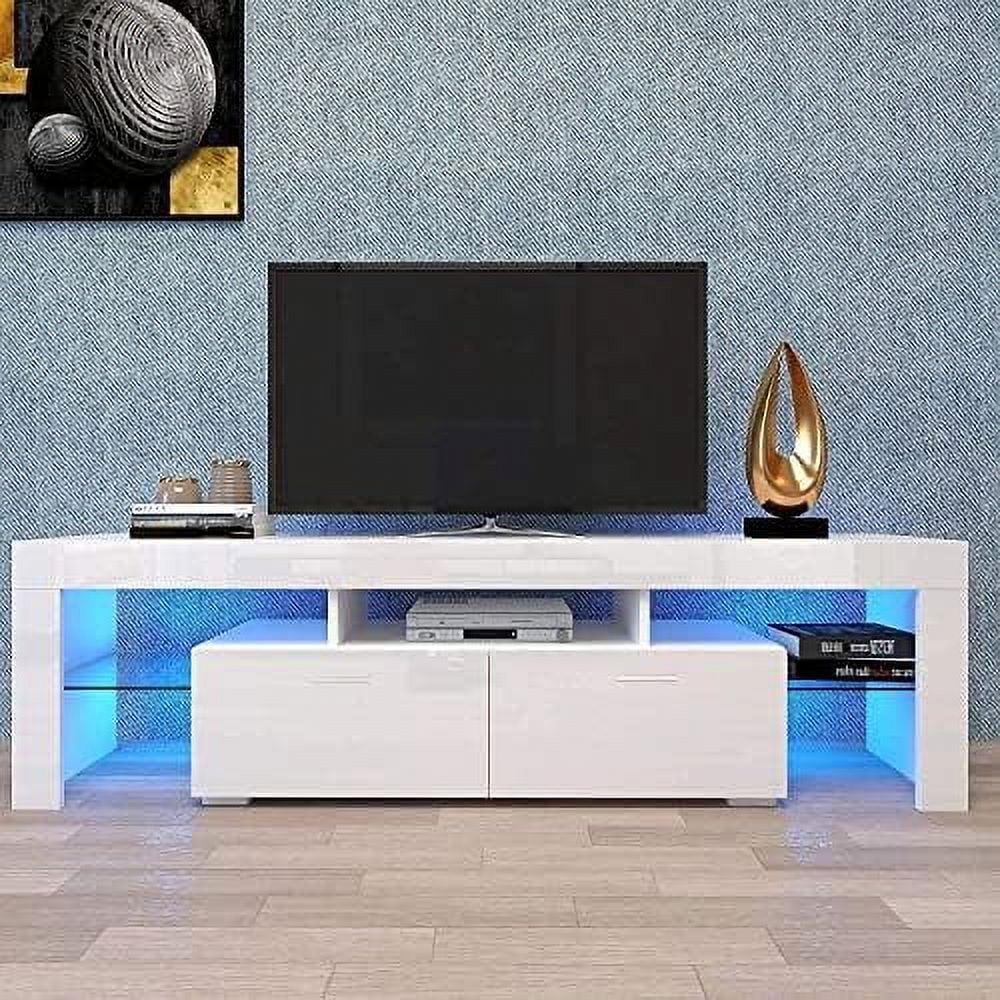 CGFHYP LED TV Stand for 60 inch TVs  High Gloss Entertainment Center with  Drawer  Media Console Table Television Stands Cabinet Desk