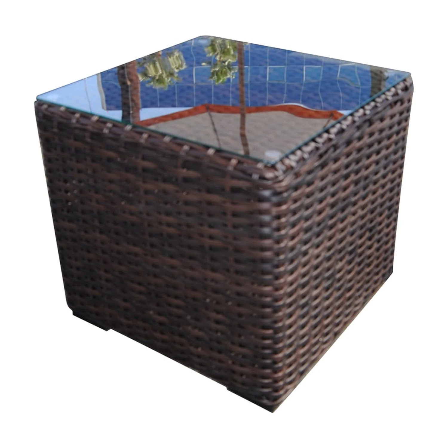 Santa Monica End Table Espresso Brown Aluminum Frame