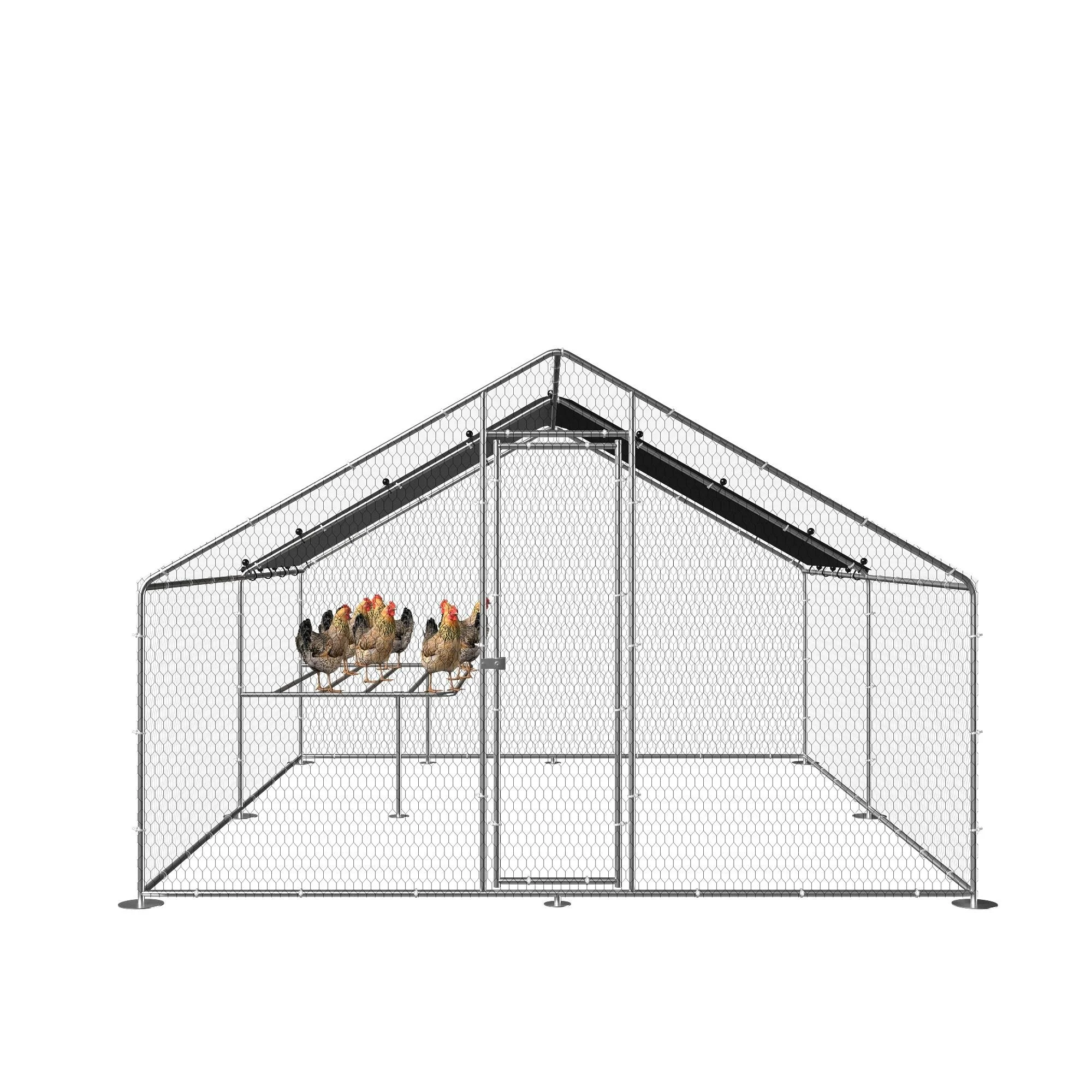 Large metal walk-in chicken coop  with waterproof and UV protection cover