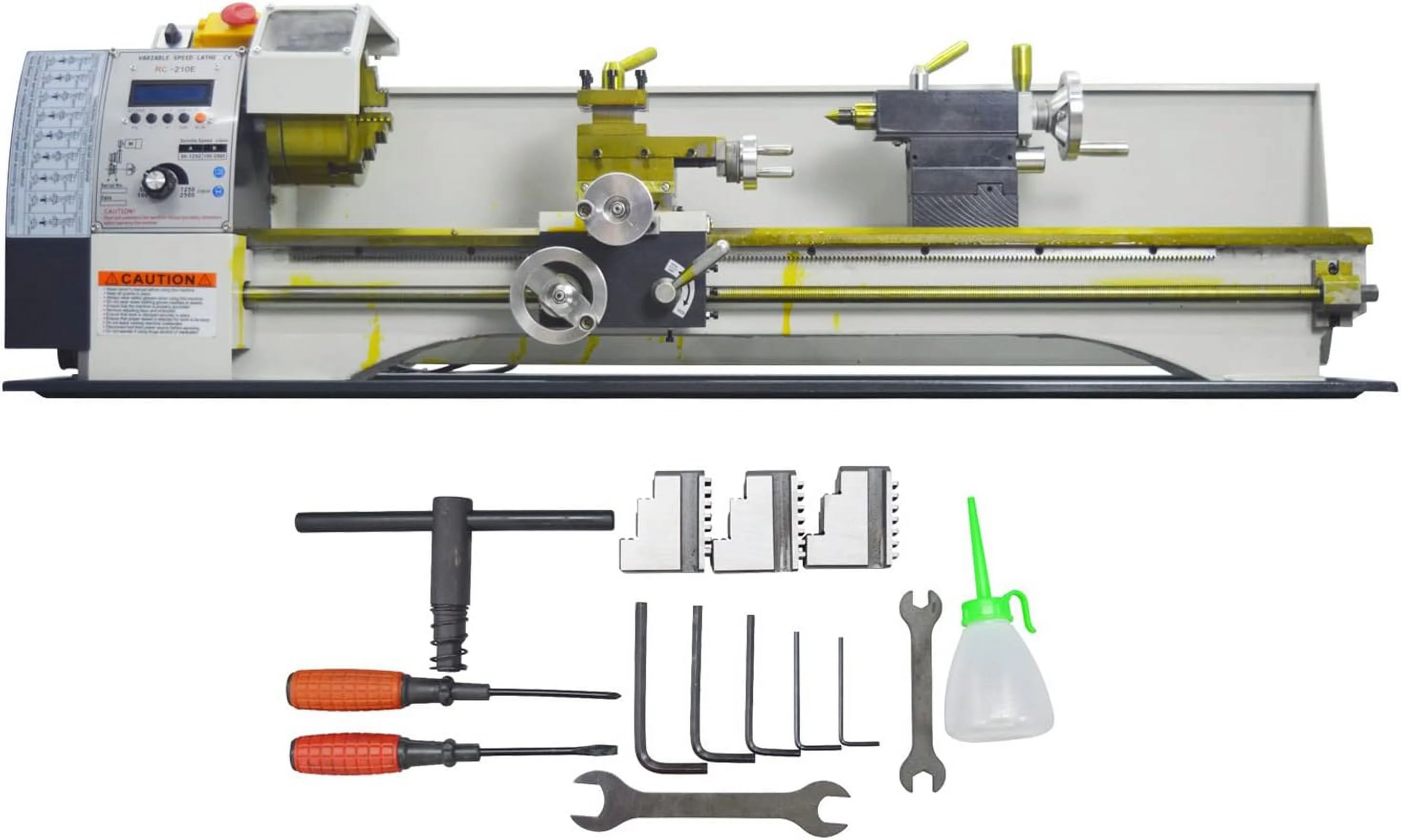 PreAsion RC-210E Precision Metal Bench Lathe Brushless Motor of Metric English Thread Table Lathe Auto Switch 8
