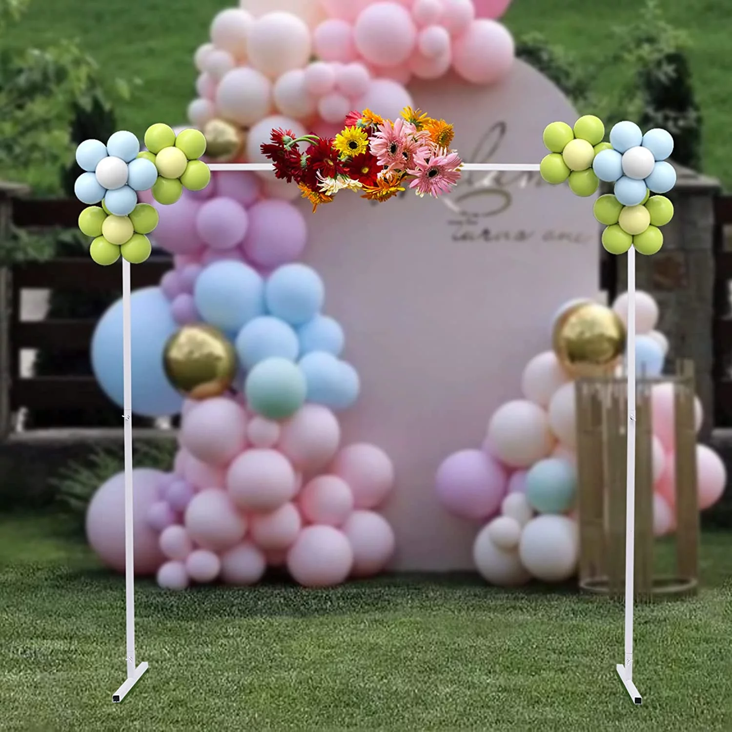 FETCOI 2*2m Metal Square Wedding Arch Rack Ceremony Party Backdrop Decor Stand White for Garden, Indoor and Outdoor, Party Decoration, Easy Assembly