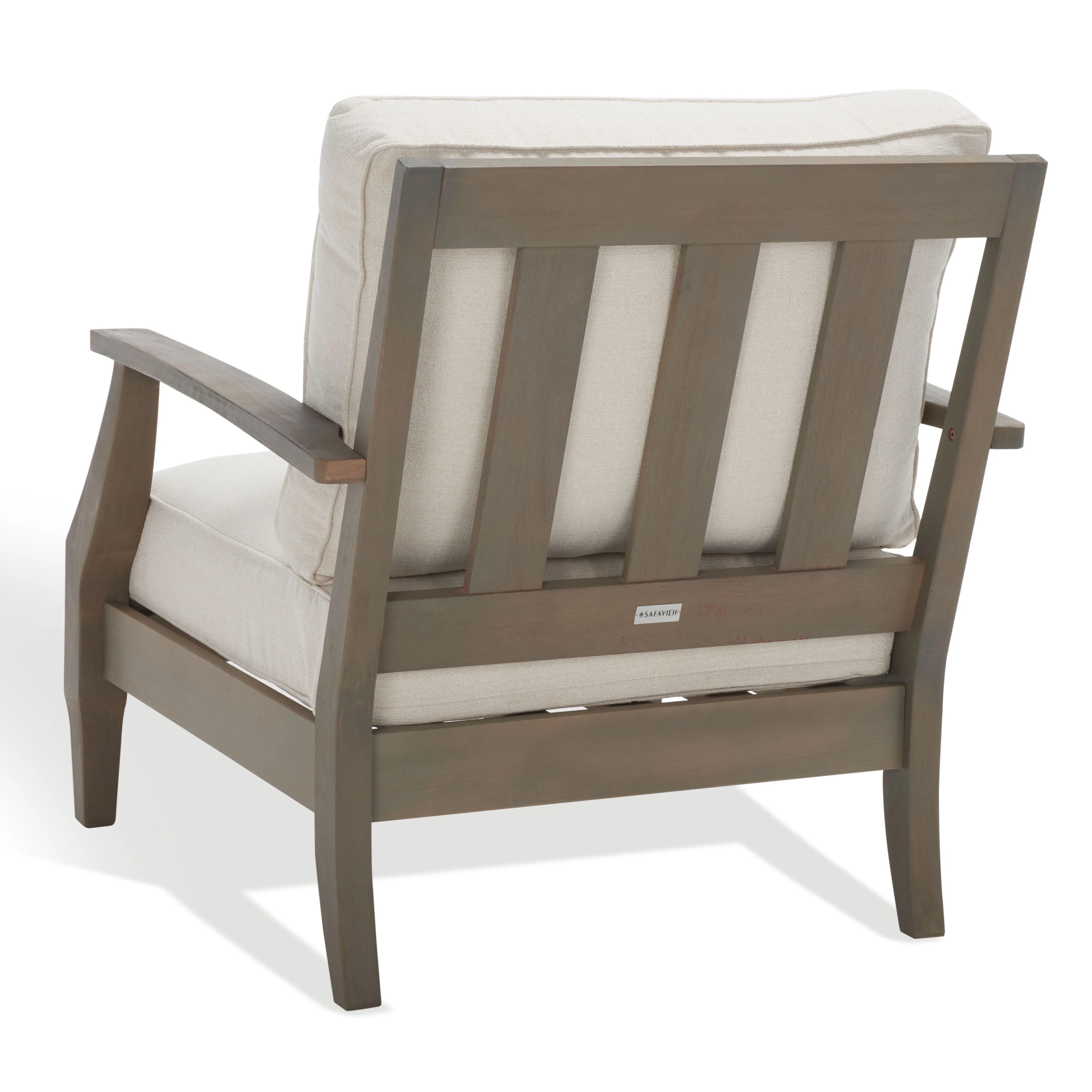 SAFAVIEH Couture Martinique Coastal Eucalyptus Wood Solid Armchair, Natural/Grey