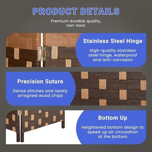 JDZHAPPYLIFE Room Divider Wall 4 Panels Indoor  Wood Portable Room Dividers and Folding Privacy Screens Used in Multiple Occasions Decorate and Beautify Space 70.1Wx70.9H  Black