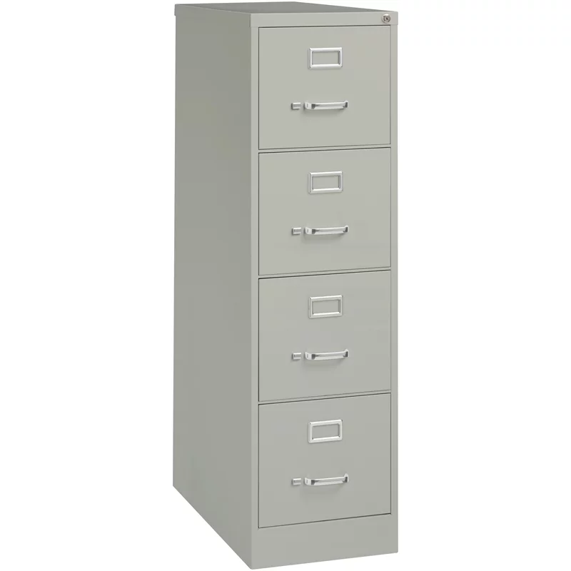 Home Square 4 Drawer Vertical Wood Filing Cabinet Set in Light Gray (Set of 2)