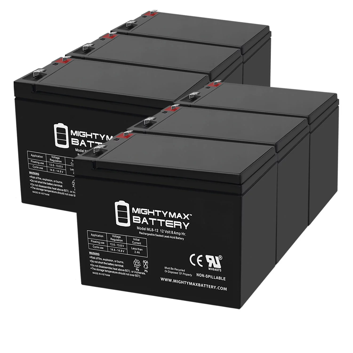 12V 8Ah SLA Replaces Razor MX350, MX400 Electric Dirt Bike - 6 Pack