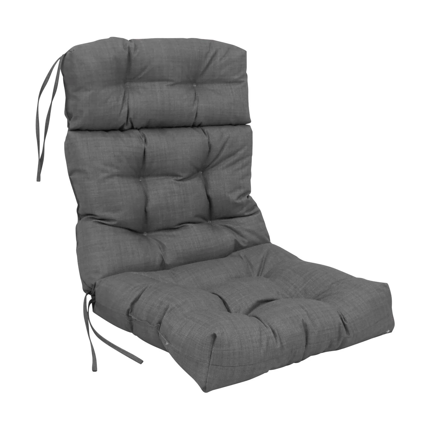 Blazing Needles  20 x 42 in. Spun Polyester Solid Outdoor Tufted Chair Cushion, Cool Gray
