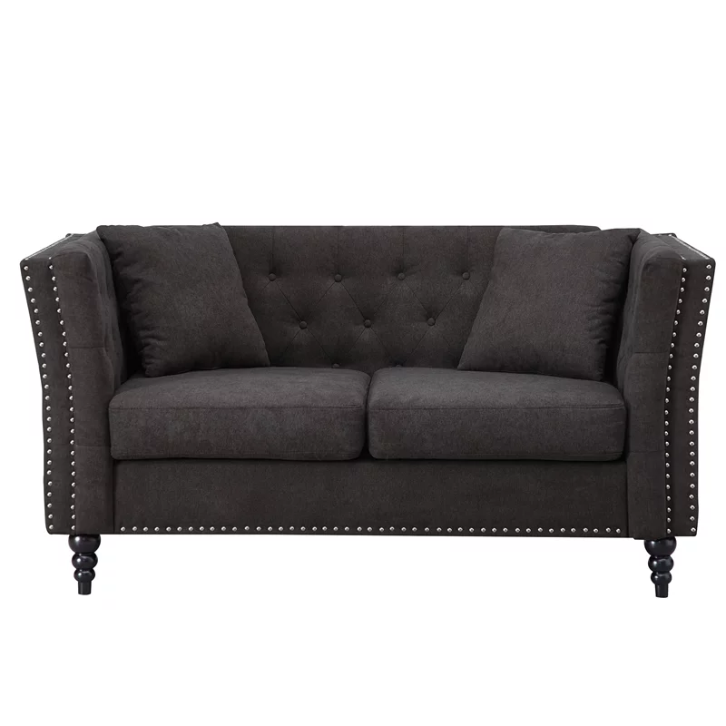 Home Square 2 Piece Set with Microfiber Living Room Loveseat and Chair in Brown