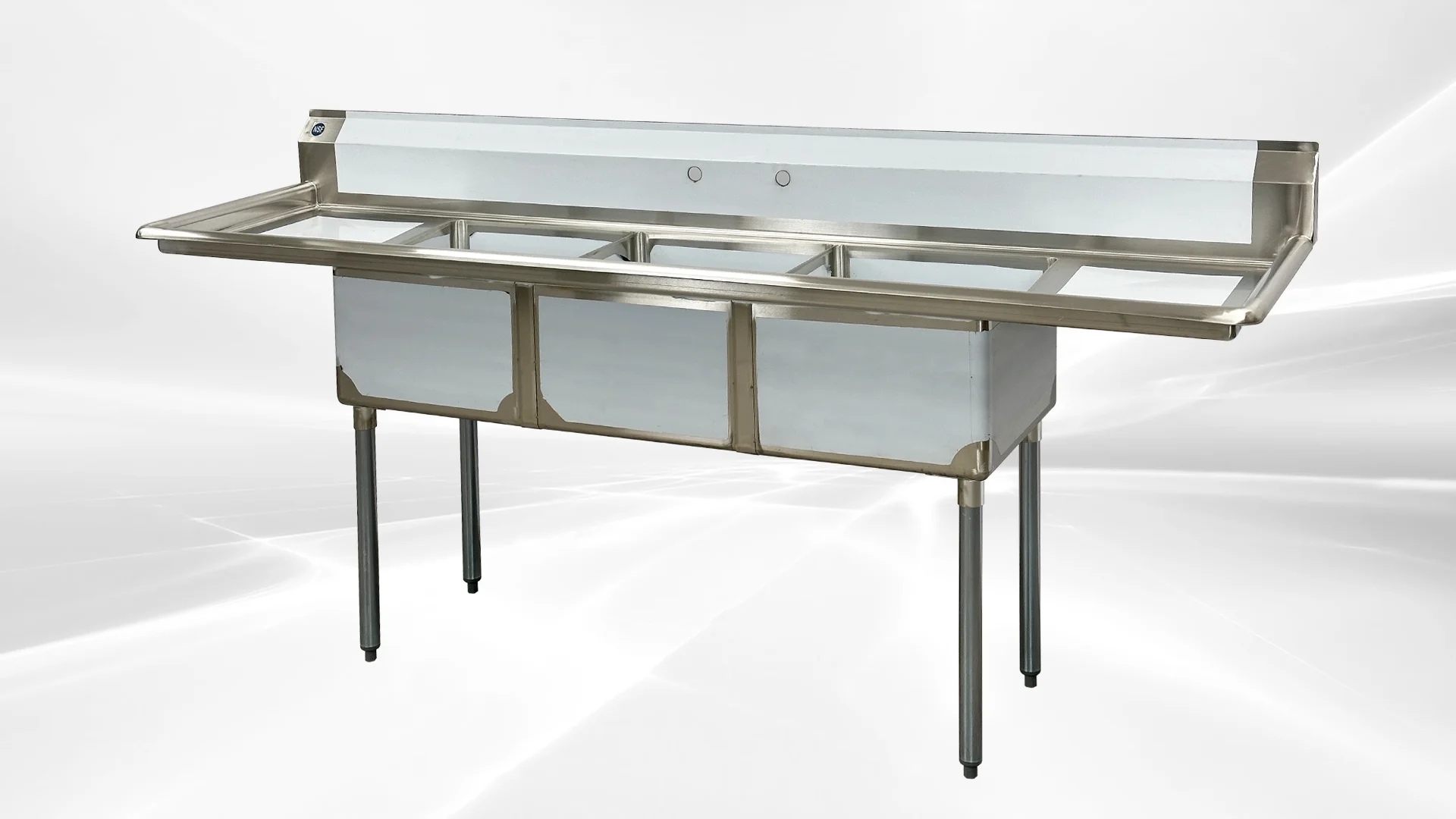 90 in. Commercial Restaurant Kitchen 3 Compartment Stainless Steel Sink with Two Drain Board
