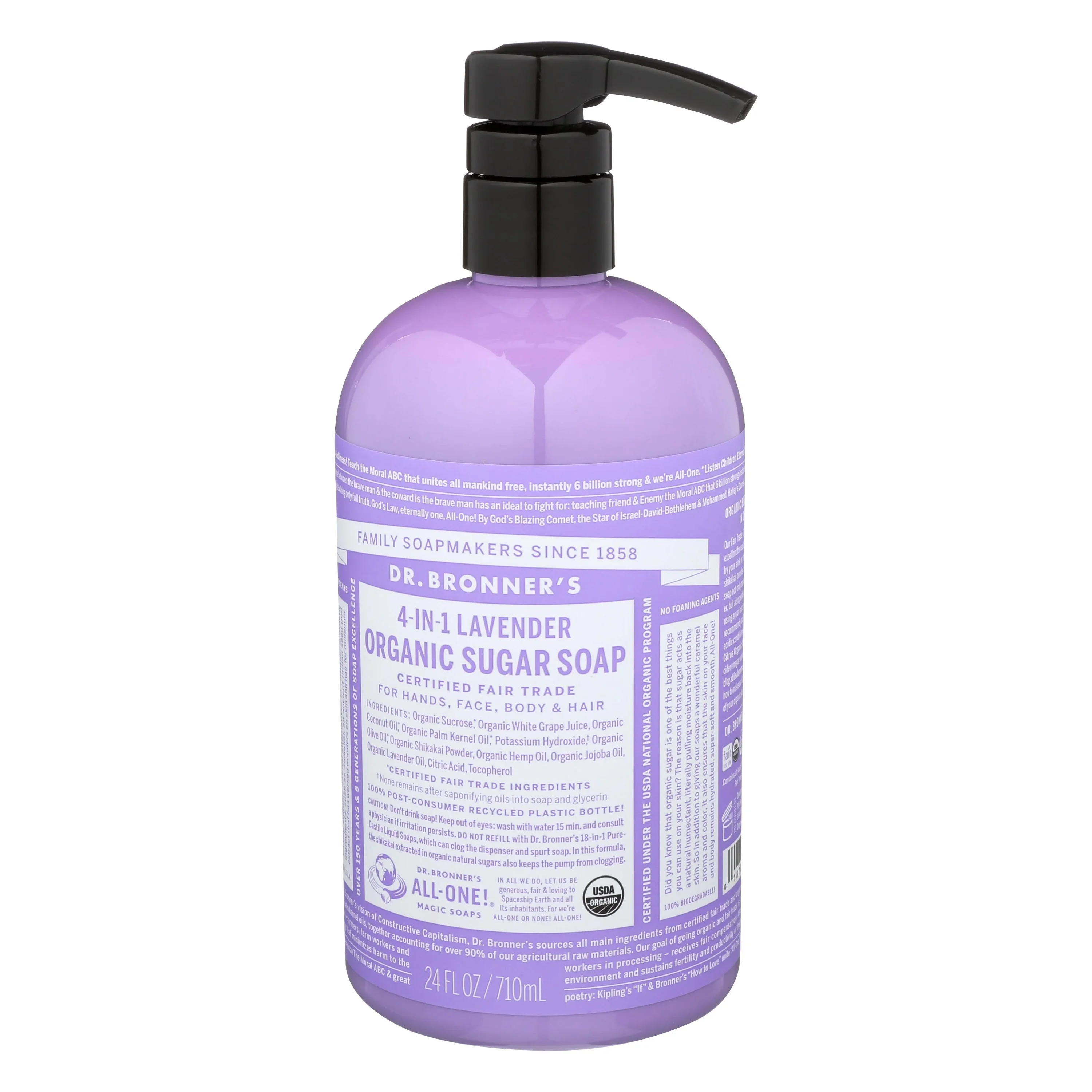 Dr. Bronners 4 In 1 Lavender Organic Sugar Soap, 24 Oz, Pack of 2