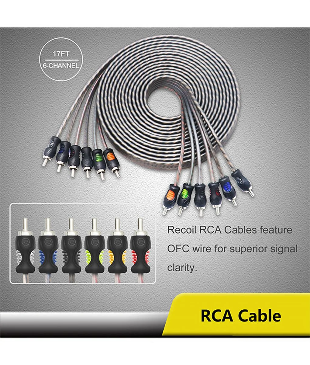 Recoil RCK46 True 4 Gauge Complete 6-Channel CCA Amplifier Wiring Kits with OFC RCA Cable