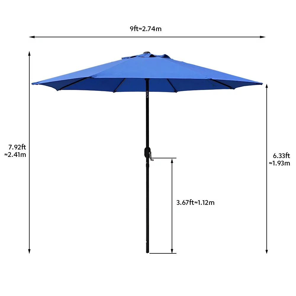 AbbLe 9 Feet Crank & Tilt Patio Umbrella-Blue