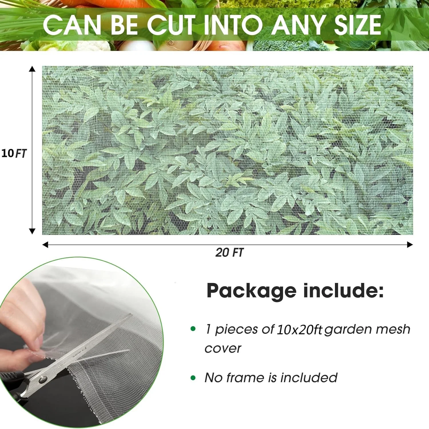 Unves 10'x20' Garden Netting, Mosquito Netting Plant Covers Insect Bird Netting Protection Netting for Vegetable Fruits, Mesh Netting Pest Barrier Protect Garden Plant from Birds Bugs