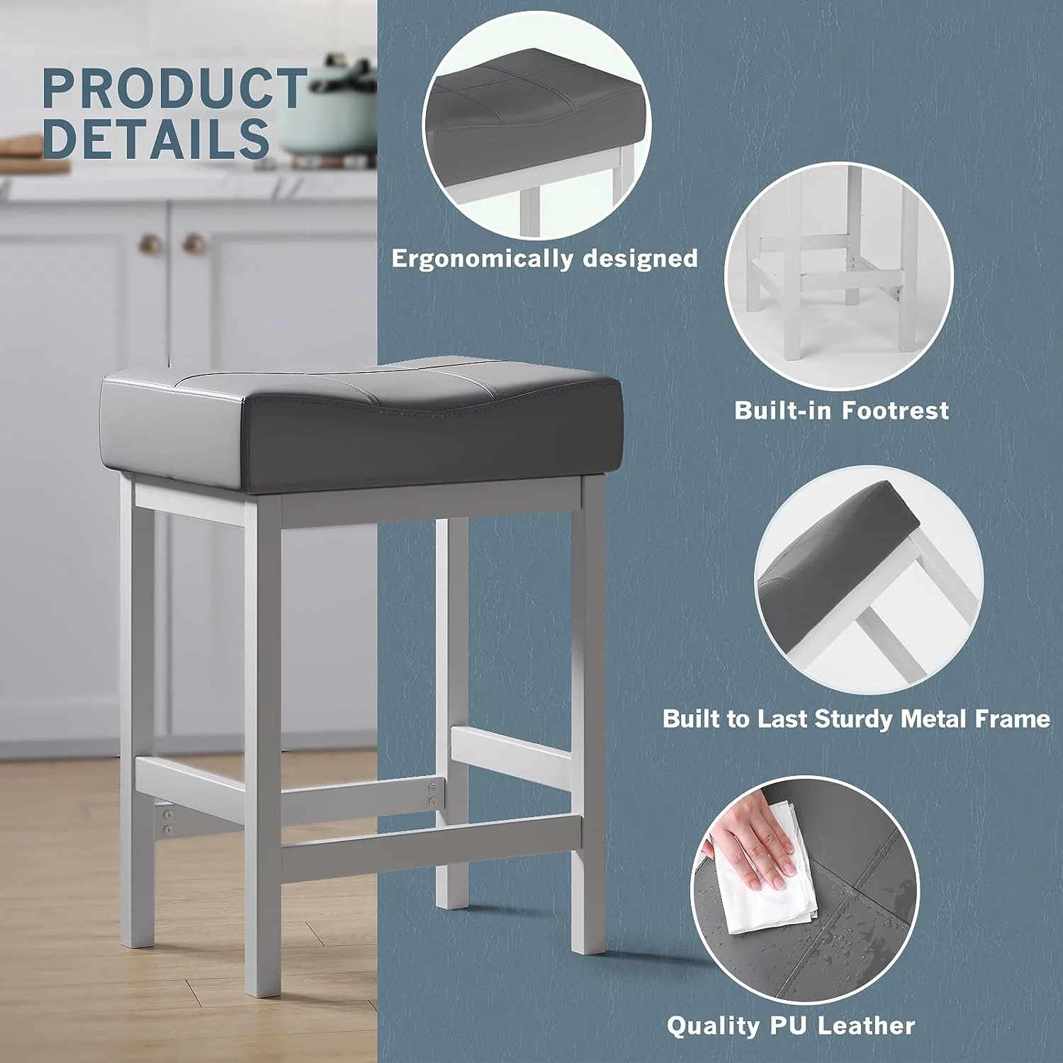 Duerer 3 Pieces Bar Table Set, Counter Height Bar Dining Table with Stools Set, White