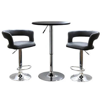 AmeriHome Round Adjustable Classic Black Finish Wood Top Bistro Table