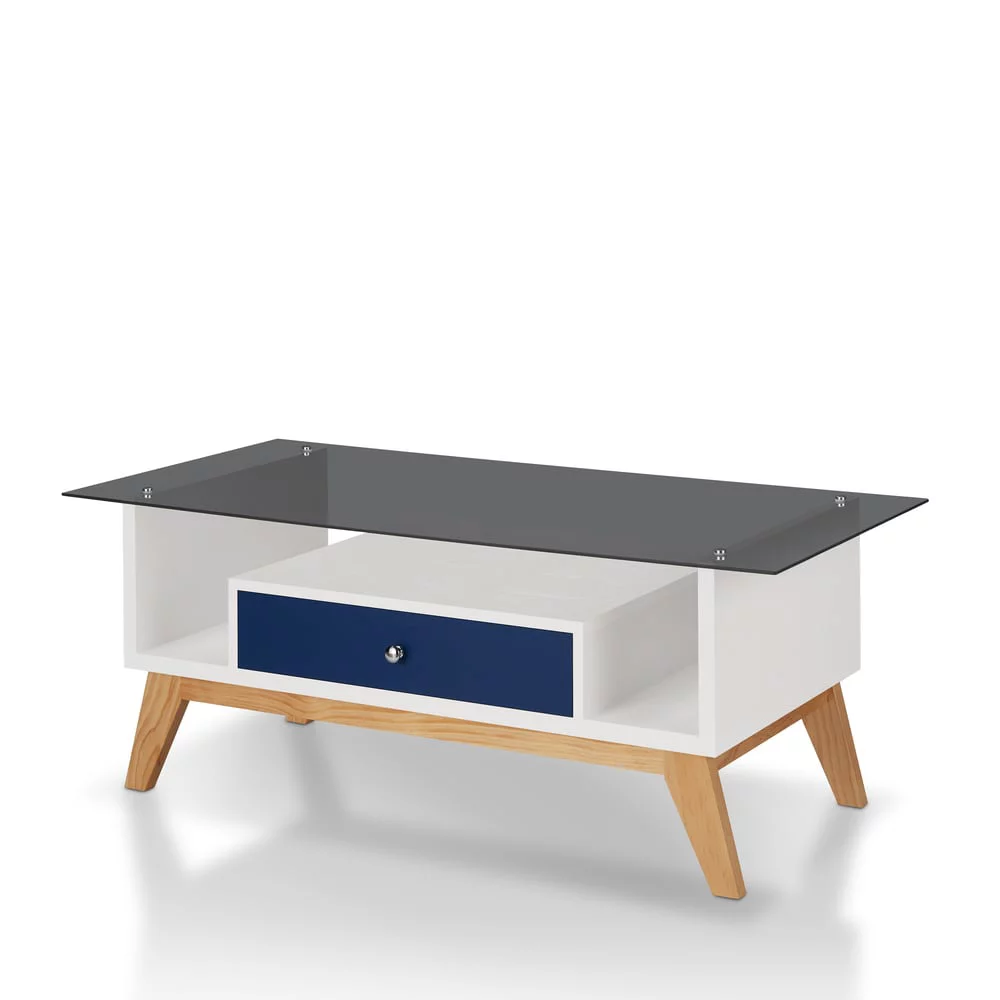 Furniture of America Tevi Modern 47-inch Glass Top 1-Shelf Coffee Table by  Espresso Espresso Finish