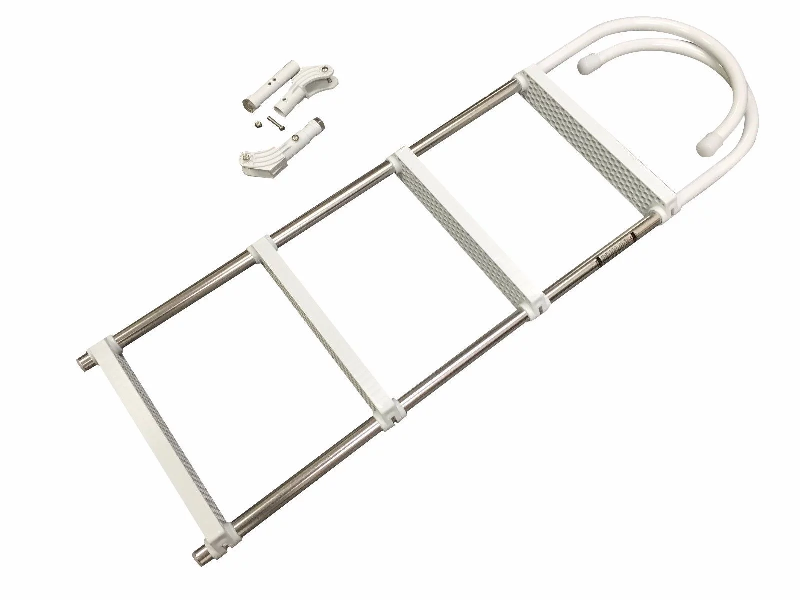 Pactrade Marine Marine Boat Aluminum White Polyethylene Swim Boarding 4 Step Ladder Hook 46