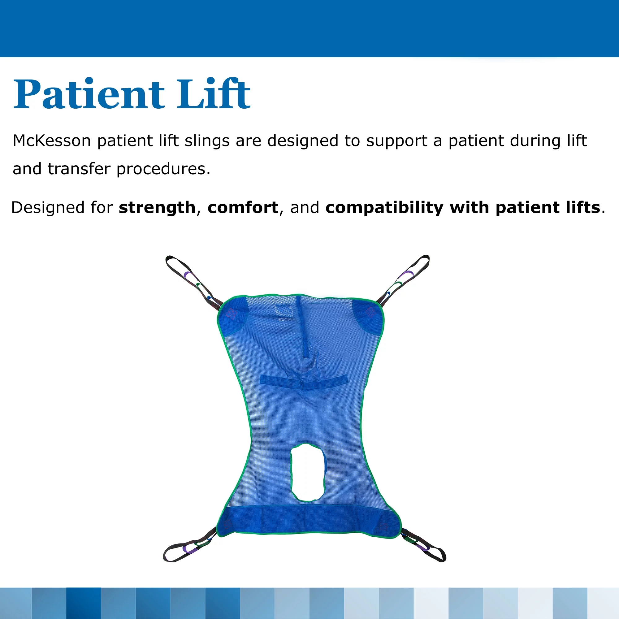 McKesson Patient Lift Sling with Commode Opening, Full Body, Mesh - Medium, 1 Ct