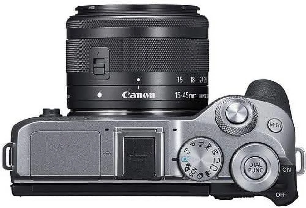 Canon EOS M6 Mark II Mirrorless Camera with 15-45mm STM Lens (Silver) Bundle + Premium Accessory Bundle Including 32GB Memory, Filters, Photo/Video Software Package, Shoulder Bag & More