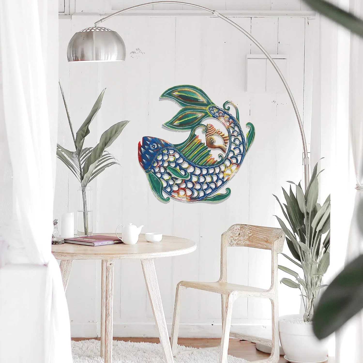 Recycled Hand-Painted Haitian Metal Wall Art Sea Life, Fish And Shell