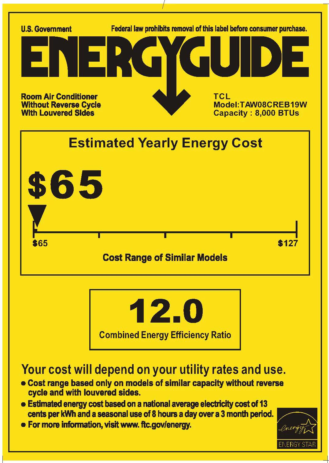 TCL 8,000 BTU Wifi Enabled Energy Star Window Air Conditioner; Black