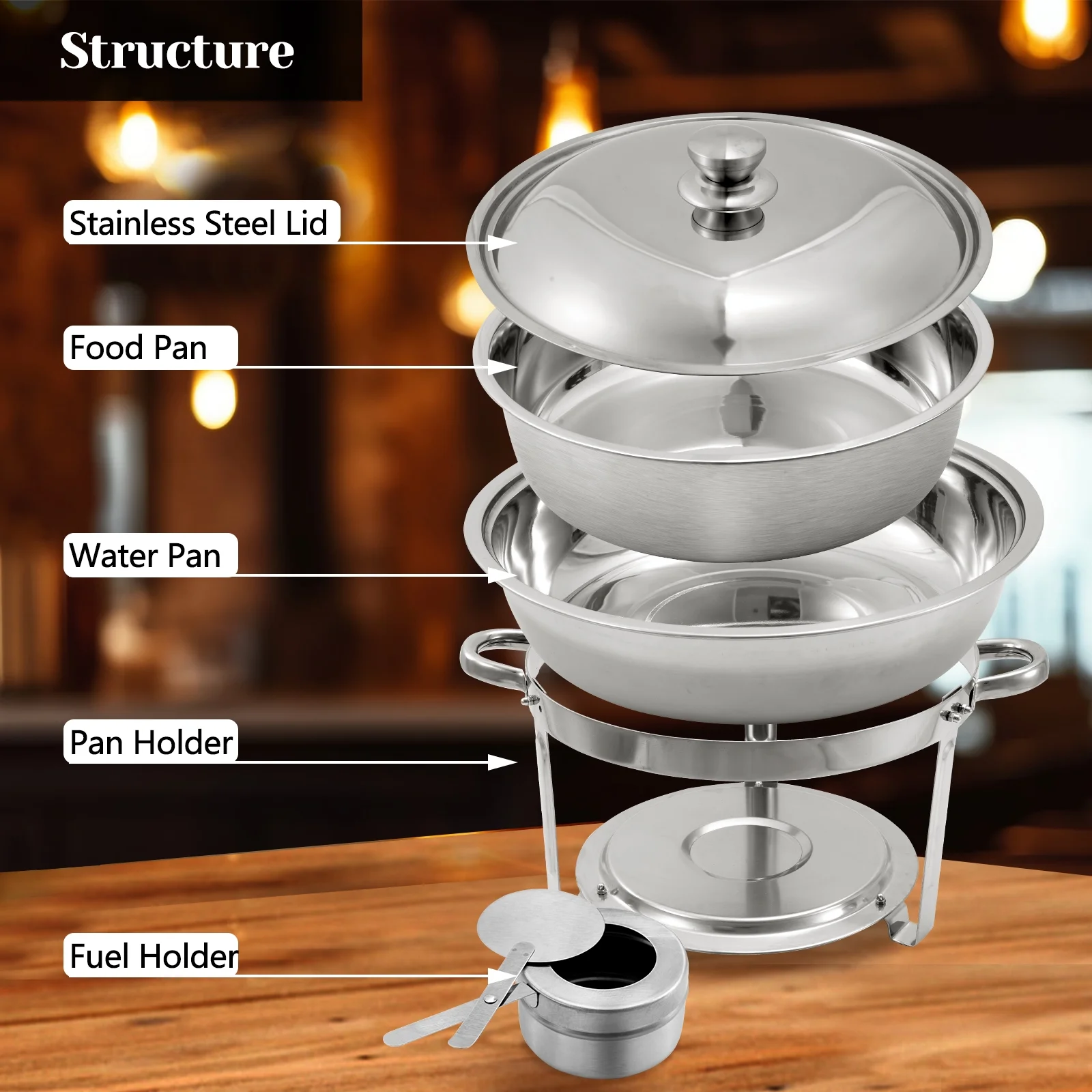 JSTUOKE 2-Pack Chafing Dish Buffet Set, 5QT Round Buffet Servers and Warmers Set, Stainless Steel Catering Food Warmer with Lid & Holder for Party Home Garden Wedding
