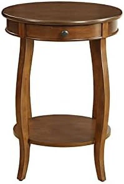 xrboomlife Traditional Round End Table with Drawer and Bottom   18" Dia x 24" H