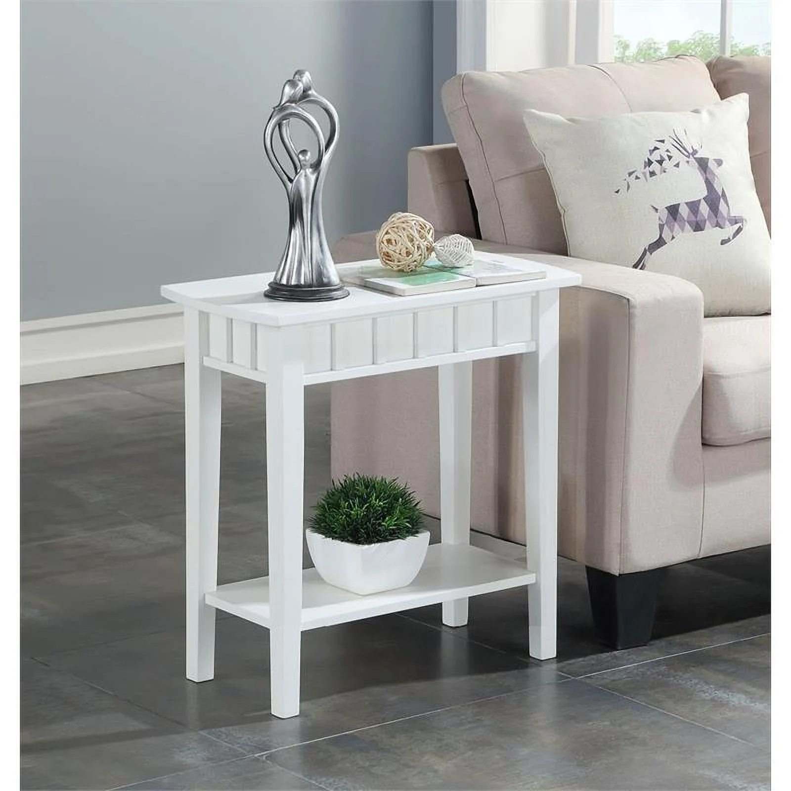 Pemberly Row Modern / Contemporary End Table in White Wood Finish