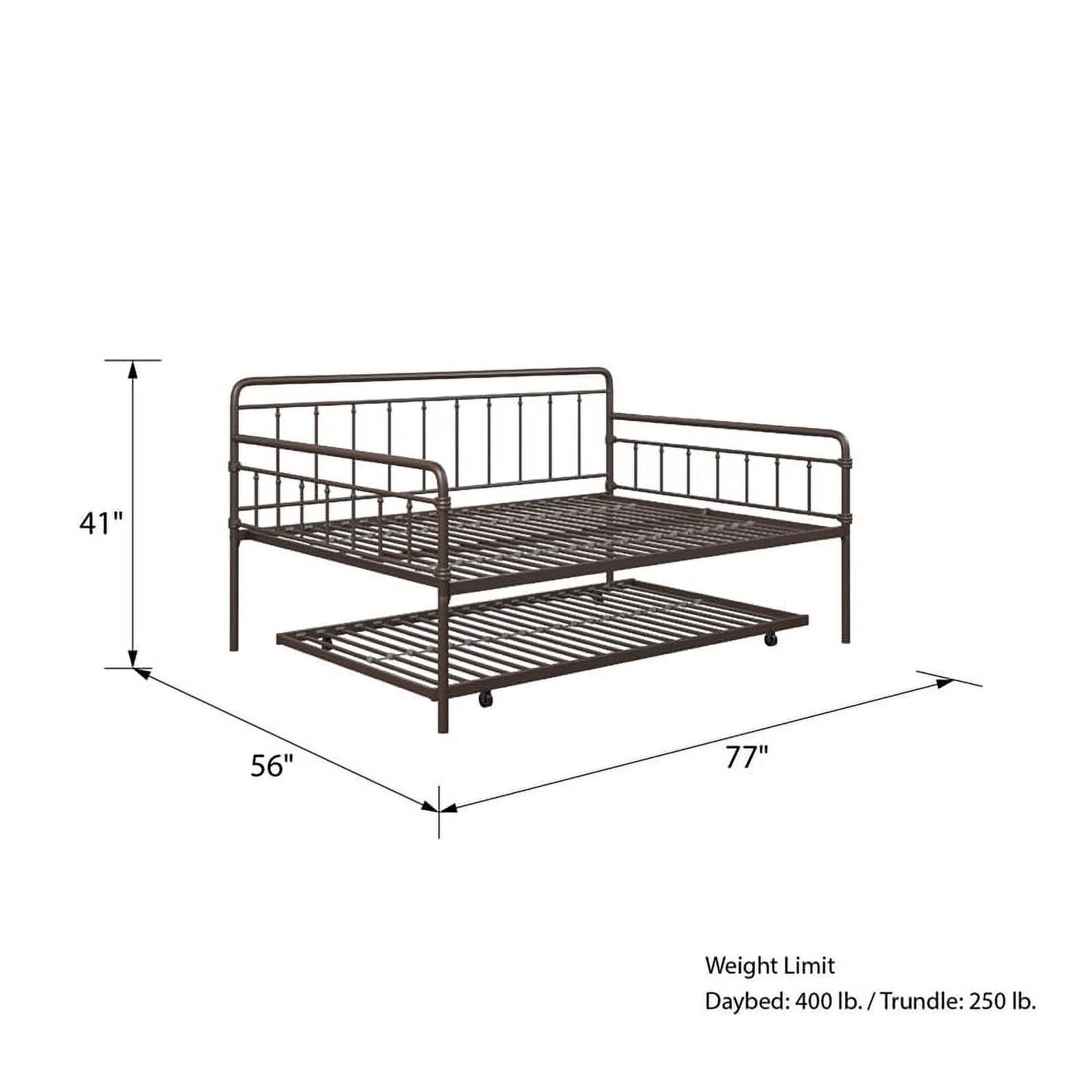 DHP Winston Classic Metal Daybed, Full, Bronze