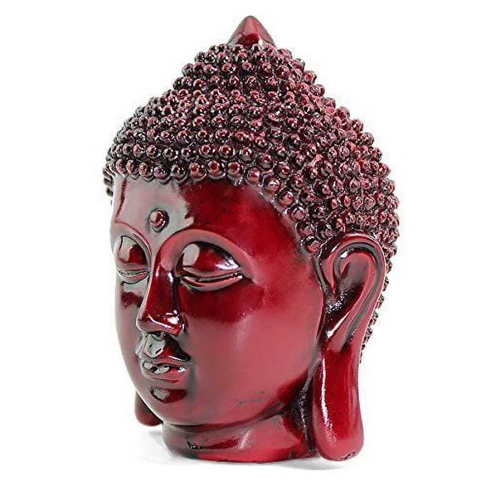Smiling Meditating Red Buddha Shakyamuni Head Statue 5