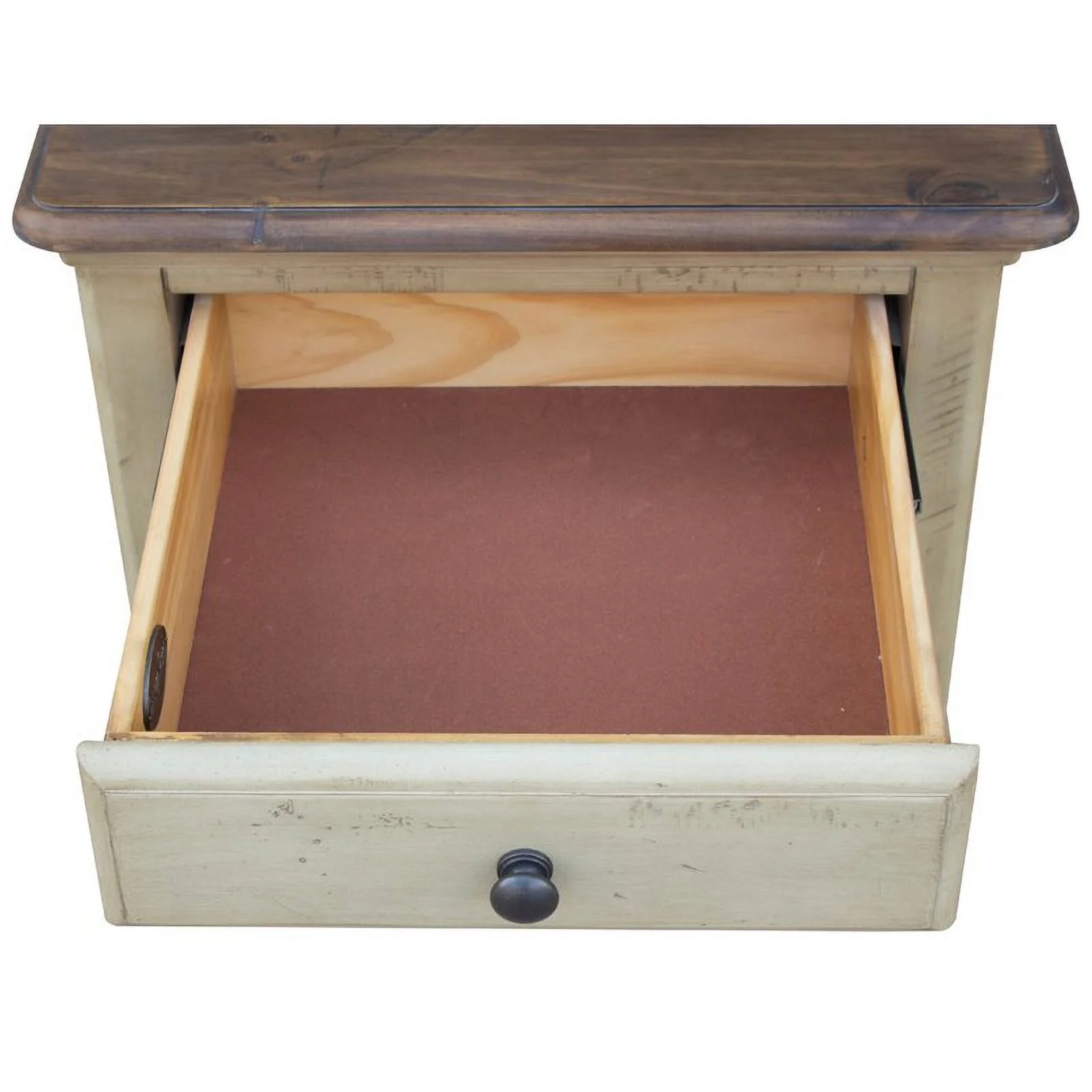 Home Square Wood End Table in Cream Puff & Walnut Brown - Set of 2