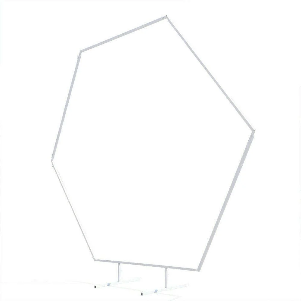 7.87Ft White Hexagon Wedding Arch Metal Backdrop Stand Romantic DIY Decoration for Wedding Birthday Party Events