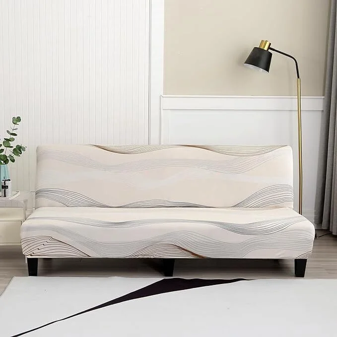 TOPCHANCES Armless Sofa Cover Folding Stretch Futon Printed Slipcover Couch Bed Furniture Protector, Colour-8