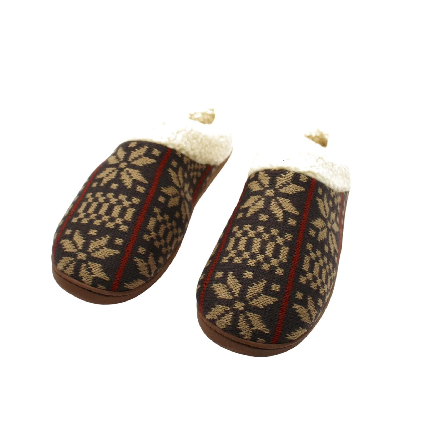 Deer Stags Mens Brown Patterned Cushioned Lodge Round Toe Slip on Slippers (Size 11.5 US)