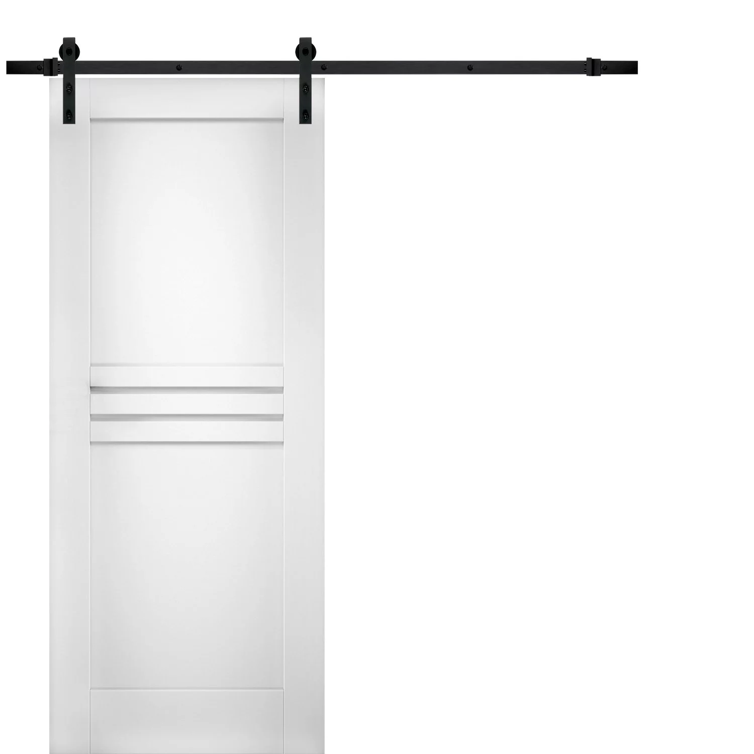 Modern Barn Door 42 x 84 inches / Mela 7444 White Silk / 8FT Rail Track Heavy Hardware Set / Solid Panel Interior Doors