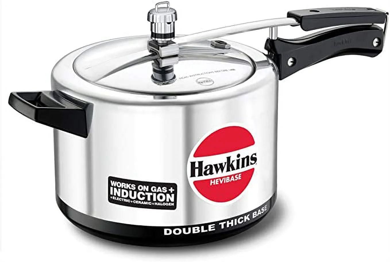 Hawkins Hevibase Hawkins H56 Hevibase Induction Compatible Aluminum Pressure Cooker, 5-Liter, Silver, 5-Litre