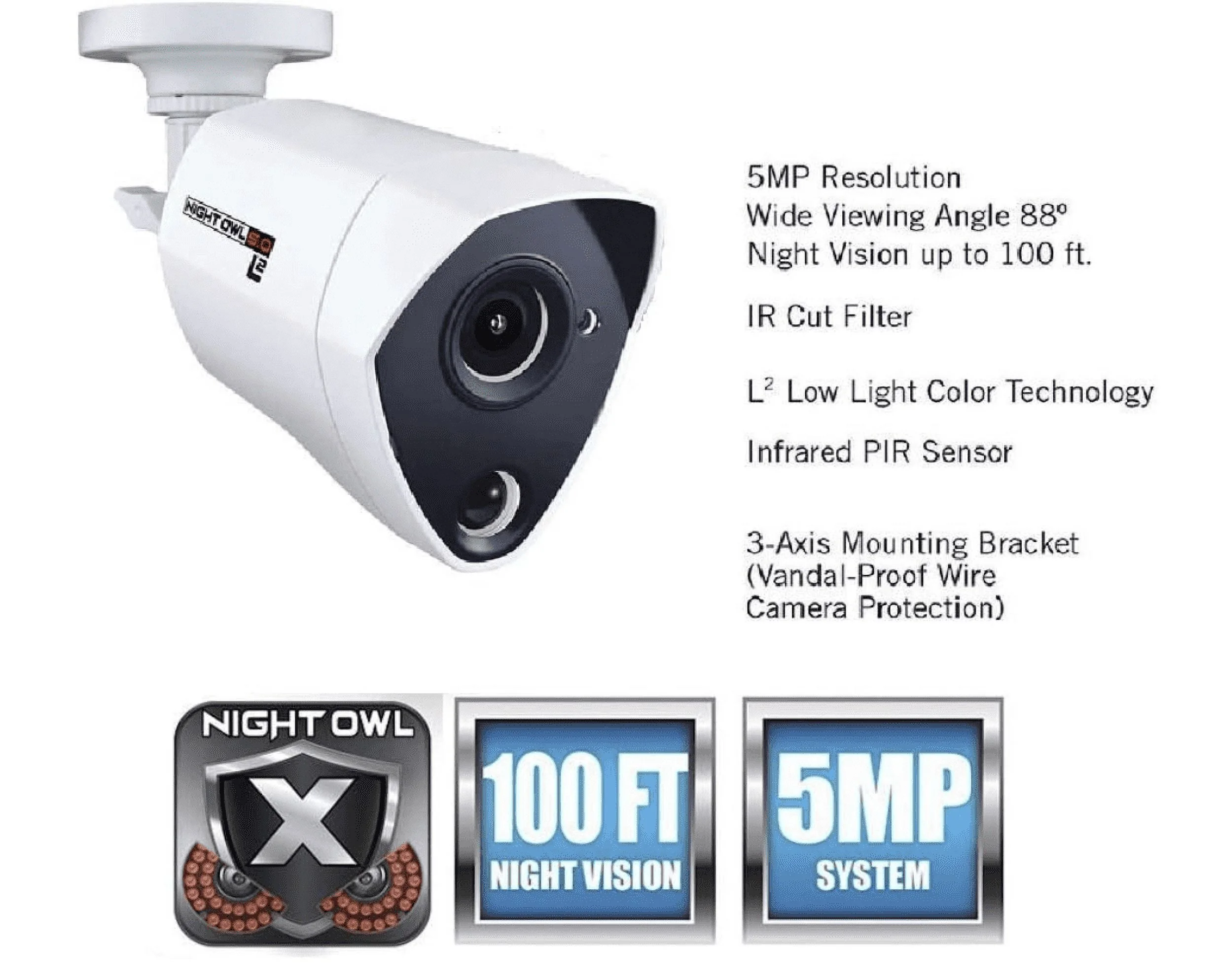 Open Box Night Owl CM-PTHD50NW-BU-HIK 5MP Wired Security Infrared Camera - WHITE