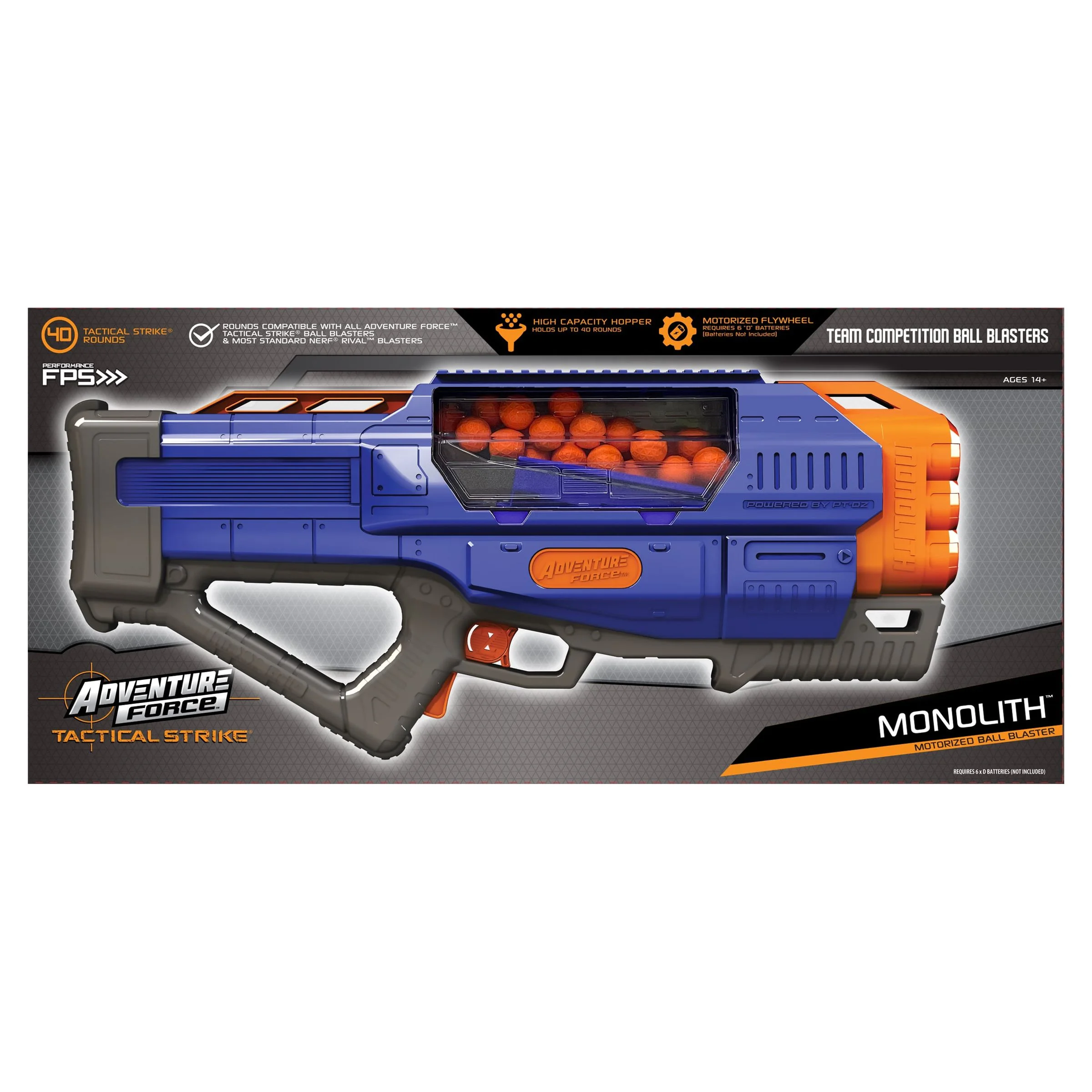 Adventure Force Tactical Strike Monolith Automatic Ball Blaster - Compatible with NERT Rival
