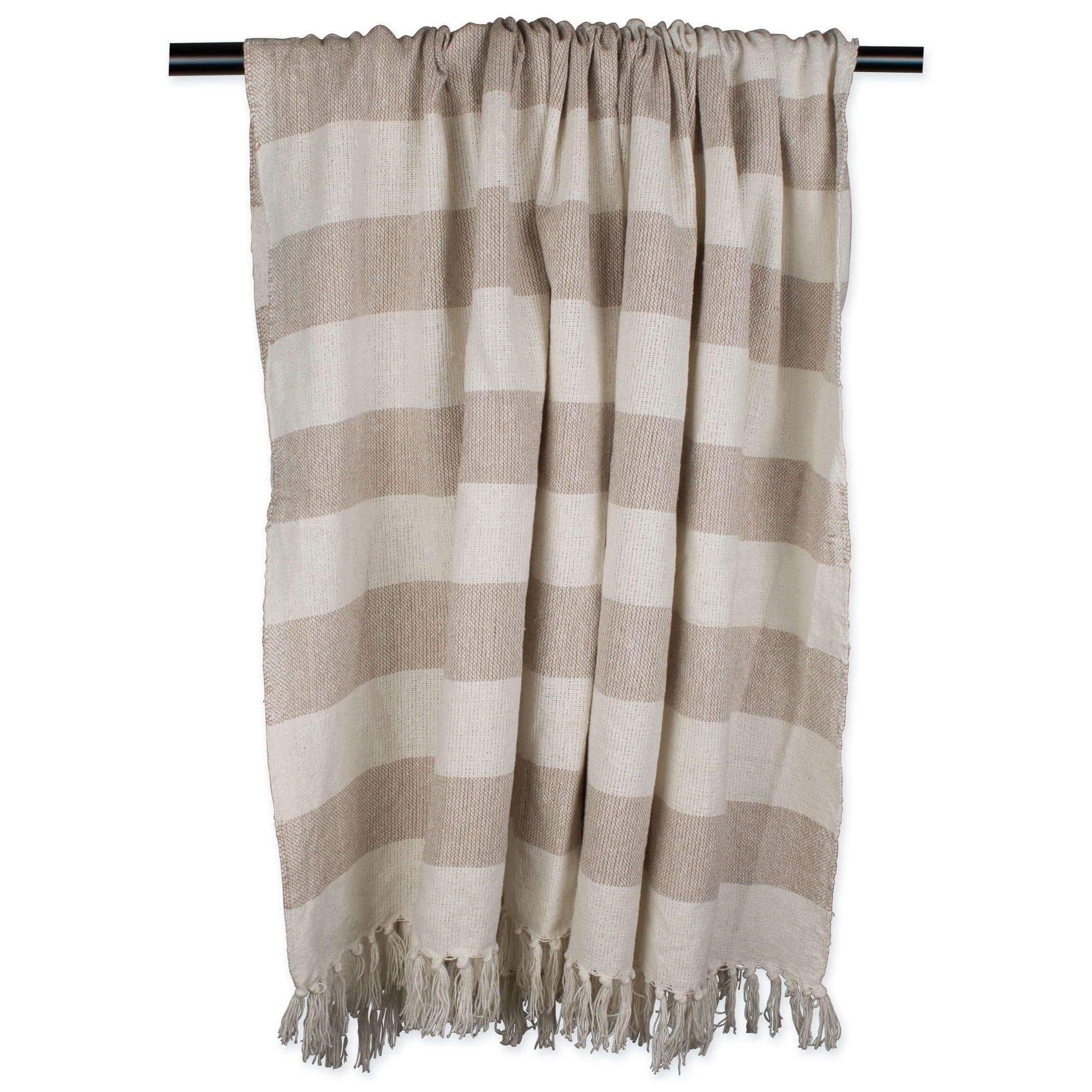 DII Rustic Farmhouse Cotton Cabana Striped Throw Blanket, Stone
