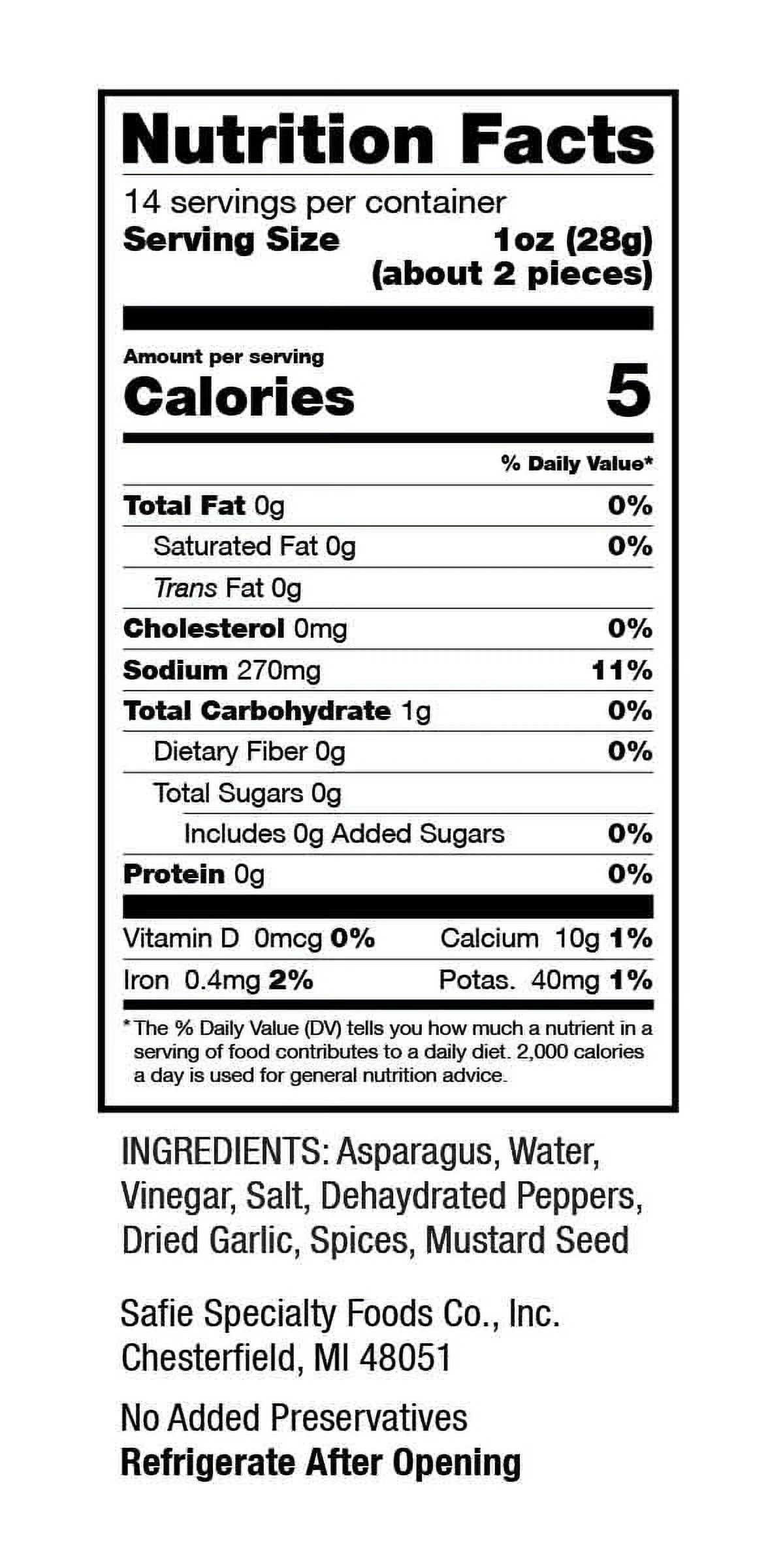 Safie Foods Hand-Packed Mild Pickled Asparagus, 2-Pack, 26 oz. Jars