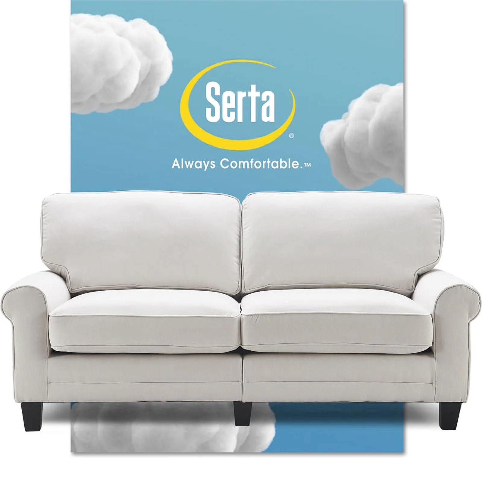 Home Square 2 Piece Contemporary Polyester Fabric Sofa Set in Cream