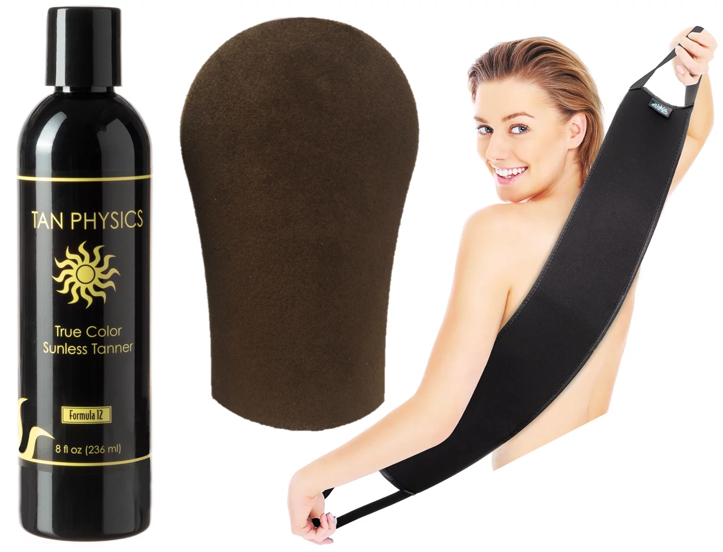 Tan Physics True Color Tanner 8 oz w/ FREE Tanning Mitt and Back Applicator by Sans-Sun