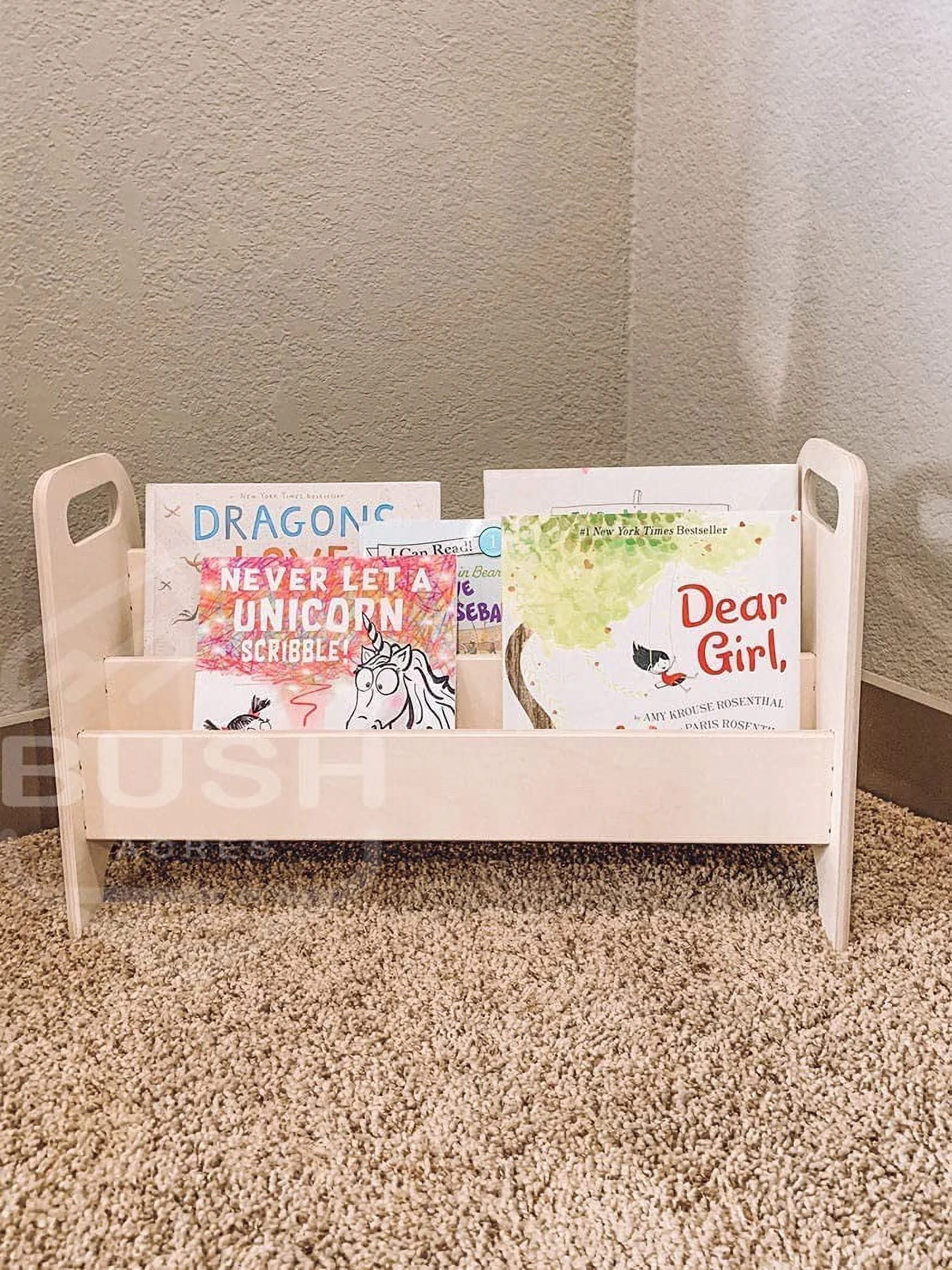 Montessori Kids Portable Bookshelf | Toddler Bookcase - Wooden Furniture Nursery Gift Book Shelf USA