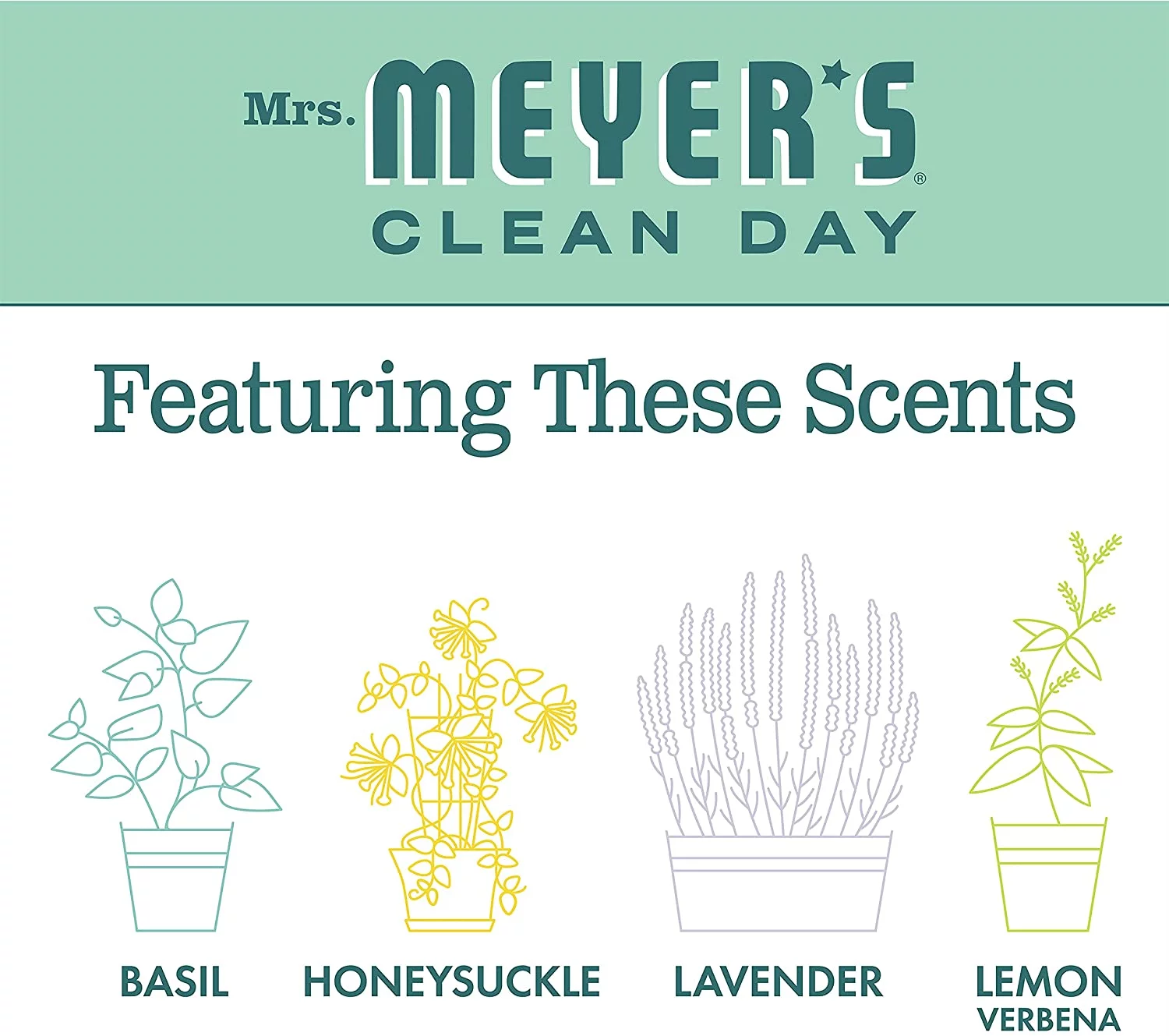 Mrs. Meyers Mint Kitchen Basics Bundle: 3 items 1 Dish Soap, 1 Hand Soap, 1 Everyday Cleaner