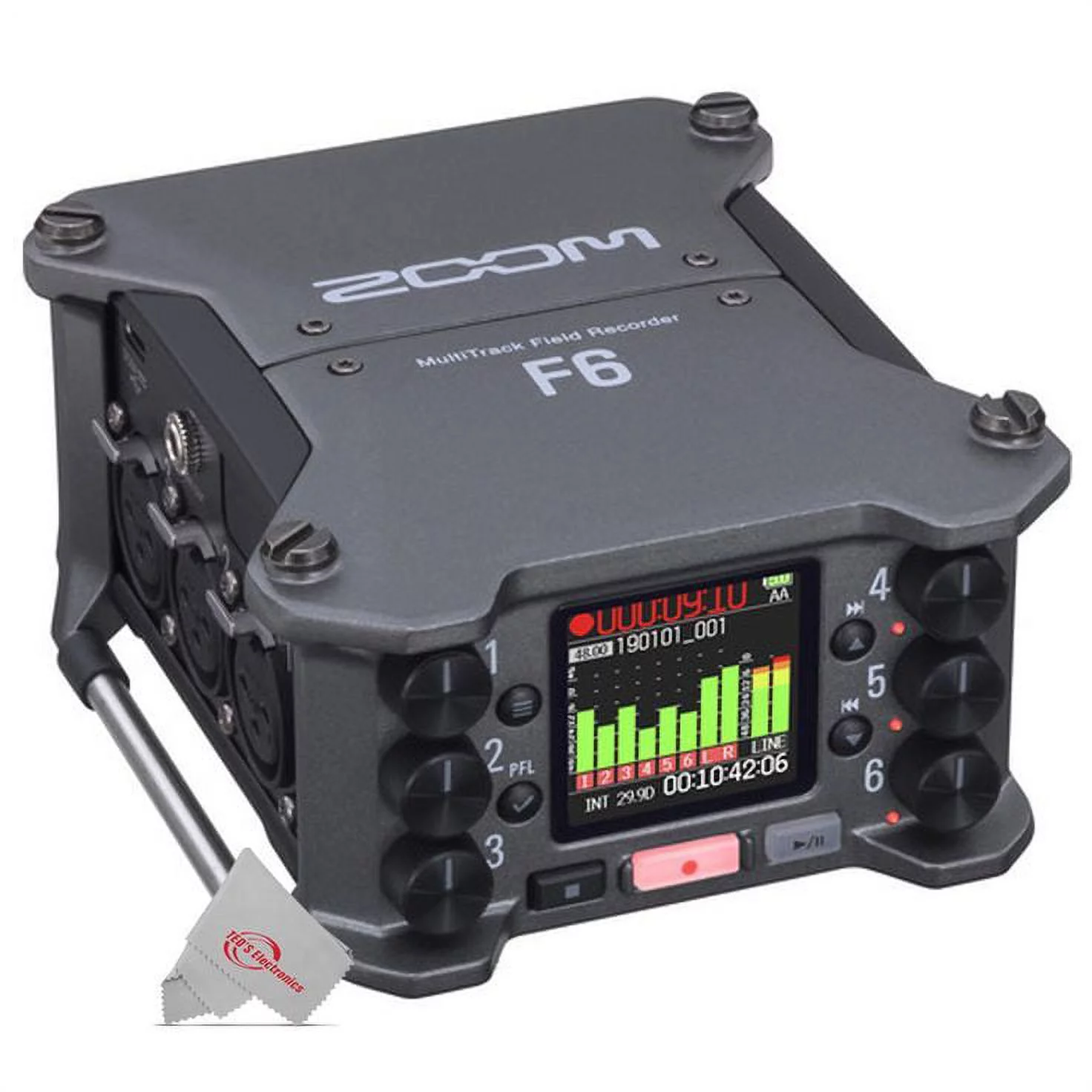 Zoom F6 6-Input / 14-Track Multi-Track Field Recorder with Two Podcast Mic Pack