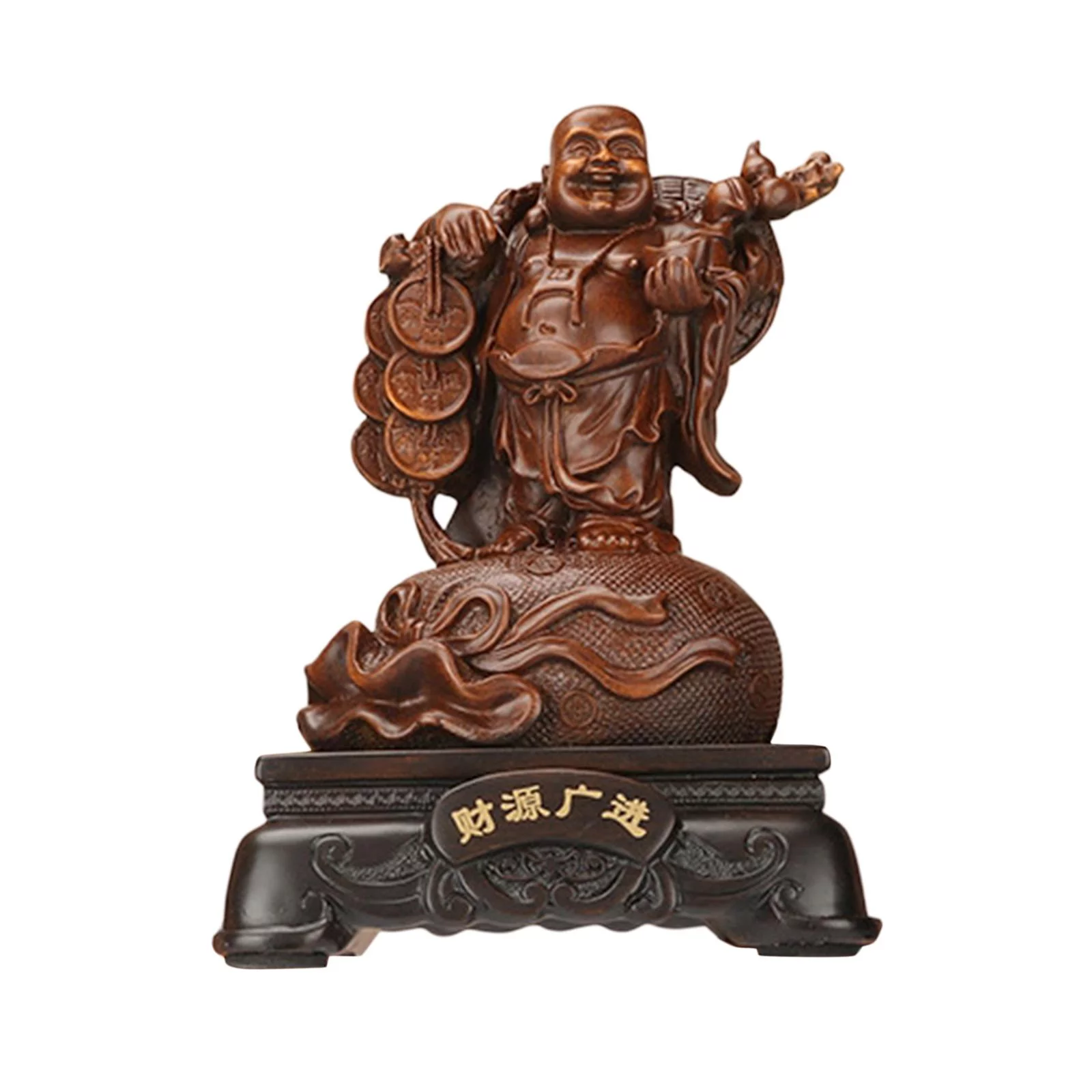Buddha Sculpture, Laughing Buddha Figurine Artwork Ornament Feng Shui Chinese Buddha Statue, Sitting Buddha Statue for Garden Outdoor Car Home Style D