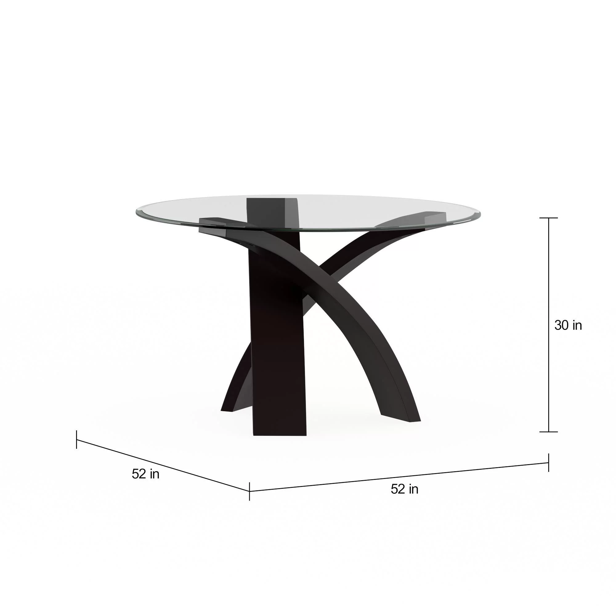 Furniture of America Evans Glass Top Round Dining Table, Black